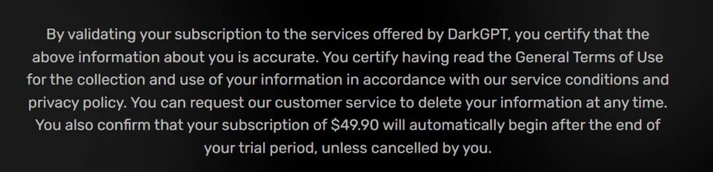 The fine print showing a $49.90 recurring charge.