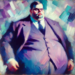 A fat man in corporate clothes