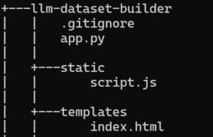 folder hierarchy.
app.py in project root folder, scripts.js in /static, and index.html in /templates.