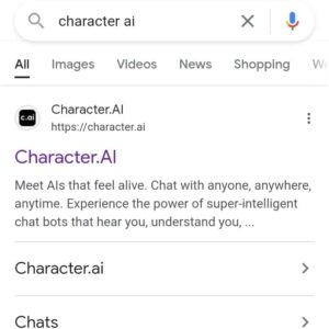 Character AI on Google SERP